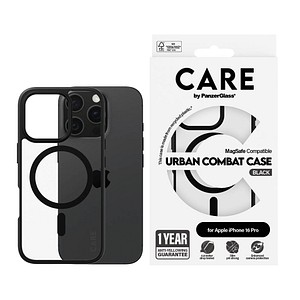 5715685004247 - 0 CARE by PanzerGlass® Flagship Case Transparent Urban Combat Schwarz Rahmen & MagSafe für iPhone 16 Pro