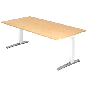 4032062170755 - VXB2E höhenverstellbarer Schreibtisch ahorn quadratisch C-Fuß-Gestell weiß 2000 x 1000 cm