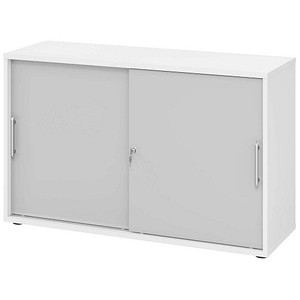 Hammerbacher Schiebetürenschrank V1752/V1753 V1752S/W/5/RE, abschließbar, 2 OH, weiß/grau, 120x74,8x40cm (BxHxT) 4032062319017 Hammerbacher