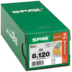 4003530245657 - Hiforce 8 x 120 mm 50 Stück Vollgewinde Tellerkopf t-star plus T40 4CUT wirox - 0251010801205 - Spax 4003530245657 - Hiforce 8 x 120 mm 50 Stück Vollgewinde Tellerkopf t-star plus T40 4CUT wirox - 0251010801205 - Spax