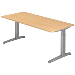 Hammerbacher Schreibtisch VXB, manuell höhenverstellbar, 85cm (H), 180x80cm (BxT), ahorn / silber 4032062167380 Hammerbacher 3 Stück