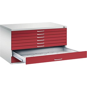 4068192050636 - Zeichnungsschrank DIN A0 8 Schubladen Höhe 760 mm lichtgrau rubinrot C+P 4068192050636 - Zeichnungsschrank DIN A0 8 Schubladen Höhe 760 mm lichtgrau rubinrot C+P