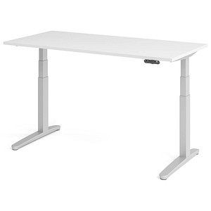 4032062168707 - HAMMERBACHER XBHM16 elektrisch höhenverstellbarer Schreibtisch weiß rechteckig C-Fuß-Gestell silber 1600 x 800 cm 4032062168707 - HAMMERBACHER XBHM16 elektrisch höhenverstellbarer Schreibtisch weiß rechteckig C-Fuß-Gestell silber 1600 x 800 cm