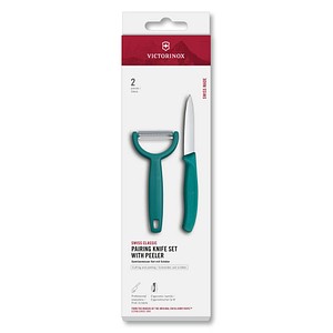 7613329191972 - VICTORINOX Küchenmesser + Sparschäler Swiss Classic silber grün 1 Set 7613329191972 - VICTORINOX Küchenmesser + Sparschäler Swiss Classic silber grün 1 Set