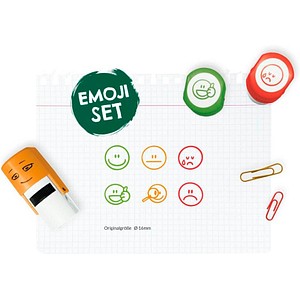 9004362528067 - 6 Little NIO Emoji Motivstempel-Set verschiedene Motive 17 x 17 cm