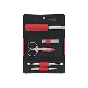 4009839186509 - ZWILLING Beauty Druckknopf-Etui Rindleder rot 5-tlg