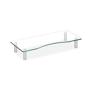 4052025921323 - Relaxdays Bildschirmständer Glas TV Aufsatz Notebookständer höhenverstellbar 9 - 11 cm B x T 56 x 24 cm transparent