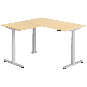 Hammerbacher Sitz-Steh-Schreibtisch VXDSM, elektrisch höhenverstellbar, 127cm (H), 160x160cm (BxT), ahorn / silber 4032062327555 Hammerbacher 6 Stück