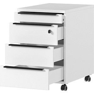 4005949437616 - Rollcontainer Porto 4 Schubladen inkl Utensilienfach und 1 abschließbaren Schublade B 420 x T 600 x H 630 mm weiß 4005949437616 - Rollcontainer Porto 4 Schubladen inkl Utensilienfach und 1 abschließbaren Schublade B 420 x T 600 x H 630 mm weiß