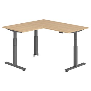 Hammerbacher Sitz-Steh-Schreibtisch VXDSM, elektrisch höhenverstellbar, 127cm (H), 160x160cm (BxT), eiche / graphit 4032062327111 Hammerbache 6 Stück