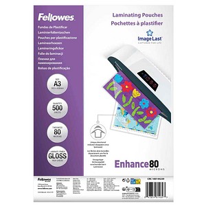 Fellowes Laminierfolien Enhance80 ImageLast  glänzend für A3 80 micron, 500 St.