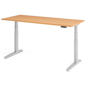 4032062168813 - HAMMERBACHER XBHM19 elektrisch höhenverstellbarer Schreibtisch buche rechteckig C-Fuß-Gestell silber 1800 x 800 cm