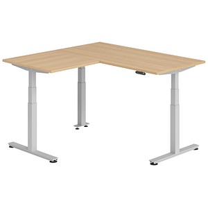 Hammerbacher Sitz-Steh-Schreibtisch VXDSM, elektrisch höhenverstellbar, 127cm (H), 160x160cm (BxT), eiche / silber 4032062327593 Hammerbacher 6 Stück