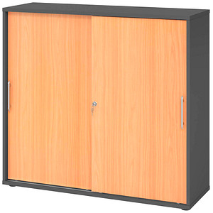 Hammerbacher Schiebetürenschrank V1752/V1753 V1753S/G/6/RE, abschließbar, 3 OH, graphit/buche, 120x110x40cm (BxHxT) 4032062319246 Hammerbache