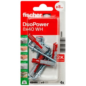 4048962237108 - fischer DuoPower 8x40 WH 2K Dübel mit Schrauben Ø 8 mm x 40 mm 4 Stück