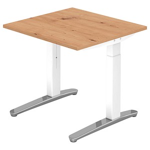 Hammerbacher Schreibtisch VXB, manuell höhenverstellbar, 85cm (H), 80x80cm (BxT), asteiche / weiß 4032062192504 Hammerbacher 2 Stück