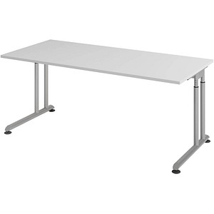 HAMMERBACHER ZS19 höhenverstellbarer Schreibtisch lichtgrau rechteckig, C-Fuß-Gestell silber 180,0 x 80,0 cm
