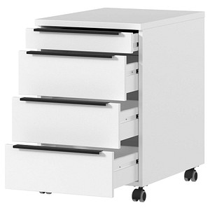 4005949437708 - Rollcontainer 4 Schubladen inkl Utensilienfach B 420 x T 600 x H 630 mm weiß 4005949437708 - Rollcontainer 4 Schubladen inkl Utensilienfach B 420 x T 600 x H 630 mm weiß