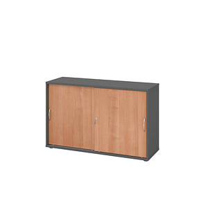 Hammerbacher Schiebetürenschrank V1752/V1753 V1752S/G/N/BM, abschließbar, 2 OH, graphit/nussbaum, 120x74,8x40cm (BxHxT) 4032062319260 Hammerb