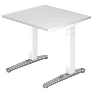 Hammerbacher Schreibtisch VXB, manuell höhenverstellbar, 85cm (H), 80x80cm (BxT), weiß / weiß 4032062169087 Hammerbacher 2 Stück