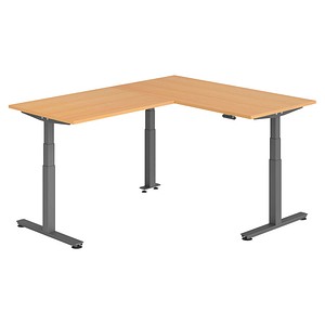 Hammerbacher Sitz-Steh-Schreibtisch VXDSM, elektrisch höhenverstellbar, 127cm (H), 200x160cm (BxT), buche / graphit 4032062327029 Hammerbache 6 Stück