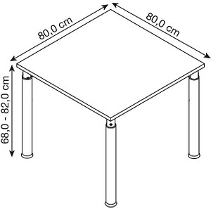 4032062183540 - VERA-ZWO - Schreibtisch mit 4-Fuß-Gestell höhenverstellbar Tiefe 800 mm Breite 800 mm lichtgrau   alusilber kaiserkraft