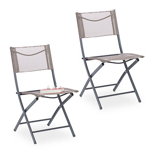 4052025359096 - Gartenstuhl 2er Set Klappstuhl für Balkon Terrasse Garten Metall Campingstuhl bis 120kg wetterfest braun - Relaxdays