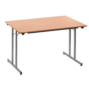 3700245507759 - Klapptisch STANDARD Vierkant-Gestell mit Höhenausgleichsschrauben 1200 x 600 mm Gestell alufarben Platte Buche-Dekor