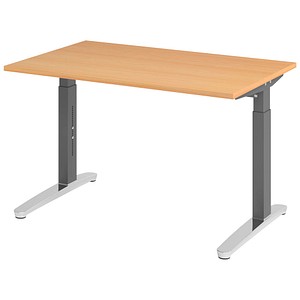 Hammerbacher Schreibtisch VXB, manuell höhenverstellbar, 85cm (H), 120x80cm (BxT), buche / graphit 4032062172308 Hammerbacher 2 Stück