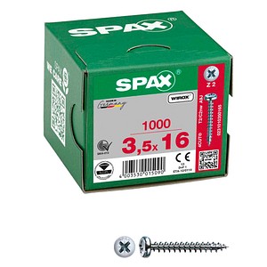 4003530015090 - Universalschraube 35 x 16 mm 1000 Stück Vollgewinde Halbrundkopf Kreuzschlitz Z2 4CUT WIROX - 0231010350165