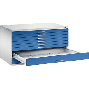 CP 7200 Planschrank lichtgrau, enzianblau 8 Schubladen 135,0 x 96,0 x 76,0 cm, 1 St.