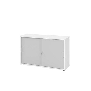 Hammerbacher Schiebetürenschrank V1752/V1753 V1752S/W/5/BS, abschließbar, 2 OH, weiß/grau, 120x74,8x40cm (BxHxT) 4032062318997 Hammerbacher