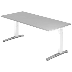 Hammerbacher Schreibtisch VXB, manuell höhenverstellbar, 85cm (H), 180x80cm (BxT), grau / weiß 4032062169612 Hammerbacher 3 Stück
