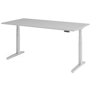 4032062171158 - Schreibtisch TOPAS LINE elektrisch höhenverstellbar C-Fuß B 2000 x T 1000 x H 650-1300 mm lichtgrau weißaluminium + Memoryschalter Kabelkanal
