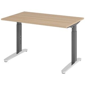 Hammerbacher Schreibtisch VXB, manuell höhenverstellbar, 85cm (H), 120x80cm (BxT), eiche / graphit 4032062172322 Hammerbacher 2 Stück