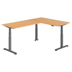 Hammerbacher Sitz-Steh-Schreibtisch VXDSM, elektrisch höhenverstellbar, 127cm (H), 240x160cm (BxT), buche / graphit 4032062326947 Hammerbache 6 Stück