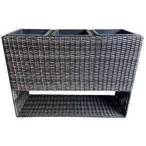 4041908123077 - Polyrattan Blumenkasten mit 3 Pflanztöpfen Pflanzkasten Balkonkasten Pflanztopf