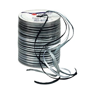 PRÄSENT Geschenkband Raffia glänzend schwarz/grau/silber 3,0 mm x 50,0 m