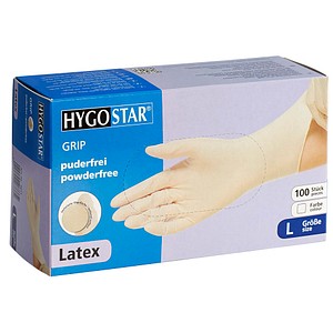 4015544267334 - Einmalhandschuhe Hygostar Grip 2671 Lebenmittelecht weiß Größe L 9 Latex 4015544267334 2671L 100 Stück