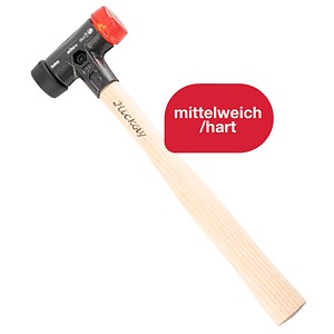 4010995266110 - Schonhammer Safety mittelweich und hart (26611) I Gummihammer mit hochwertigem Hickory Holzstiel I Rund-Schlagkopf 30mm