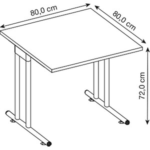 4032062011799 - Schreibtisch JENA C-Fuß Rechteck B 800 x T 800 x H 720 mm Gestell alusilber Buche-Dekor 4032062011799 - Schreibtisch JENA C-Fuß Rechteck B 800 x T 800 x H 720 mm Gestell alusilber Buche-Dekor