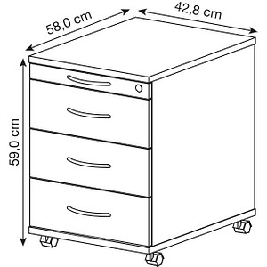 4032062121016 - Rollcontainer VAC30-6-6 3 Schübe Größe 59x428x58 cm buche 4032062121016 Hammerbacher 4032062121016 - Rollcontainer VAC30-6-6 3 Schübe Größe 59x428x58 cm buche 4032062121016 Hammerbacher