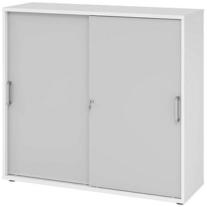 Hammerbacher Schiebetürenschrank V1752/V1753 V1753S/W/5/CE, abschließbar, 3 OH, weiß/grau, 120x110x40cm (BxHxT) 4032062319055 Hammerbacher