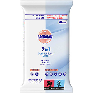 4002448122920 - SAGROTAN 2in1 Desinfektionstücher Feuchttücher zur Hand- und Flächendesinfektion 1 Packung = 40 Stück 4002448122920 - SAGROTAN 2in1 Desinfektionstücher Feuchttücher zur Hand- und Flächendesinfektion 1 Packung = 40 Stück