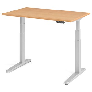 4032062168424 - HAMMERBACHER XBHM12 elektrisch höhenverstellbarer Schreibtisch buche rechteckig C-Fuß-Gestell silber 1200 x 800 cm