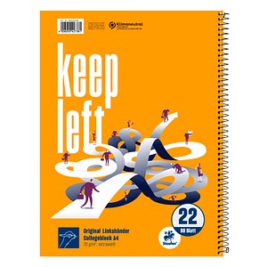 9002244876862 - Collegeblock 044050022 Linkshänder kariert   Lineatur 22 A4 70g orange 80 Blatt 9002244876862 Staufen