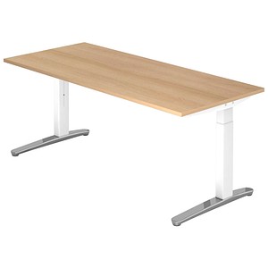 Hammerbacher Schreibtisch VXB, manuell höhenverstellbar, 85cm (H), 180x80cm (BxT), eiche / weiß 4032062169674 Hammerbacher 3 Stück