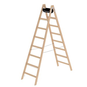 4031405332164 - MUNK Günzburger Steigtechnik Guenzburger Steigtechnik 33216 Holz Stufen-Doppelleiter Arbeitshöhe (max) 36 m Braun 147 kg