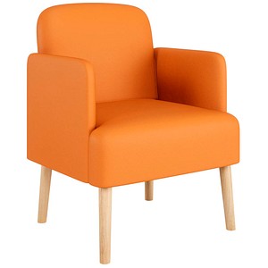 3660141967241 - meet by Paperflow Sessel BROOKS 4-Fußgestell Sitz- und Rückenpolsterung B 620 x T 520 x H 440 mm orange buche