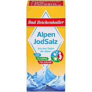 Bad Reichenhaller Alpenjodsalz mit Fluorid + Folsäure Salz, 500,0 g